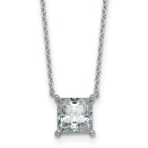 14k White Gold 2 carat Lab Grown Diamond VS/SI+ G+ Princess Complete Four Prong 18 inch Pendant Necklace